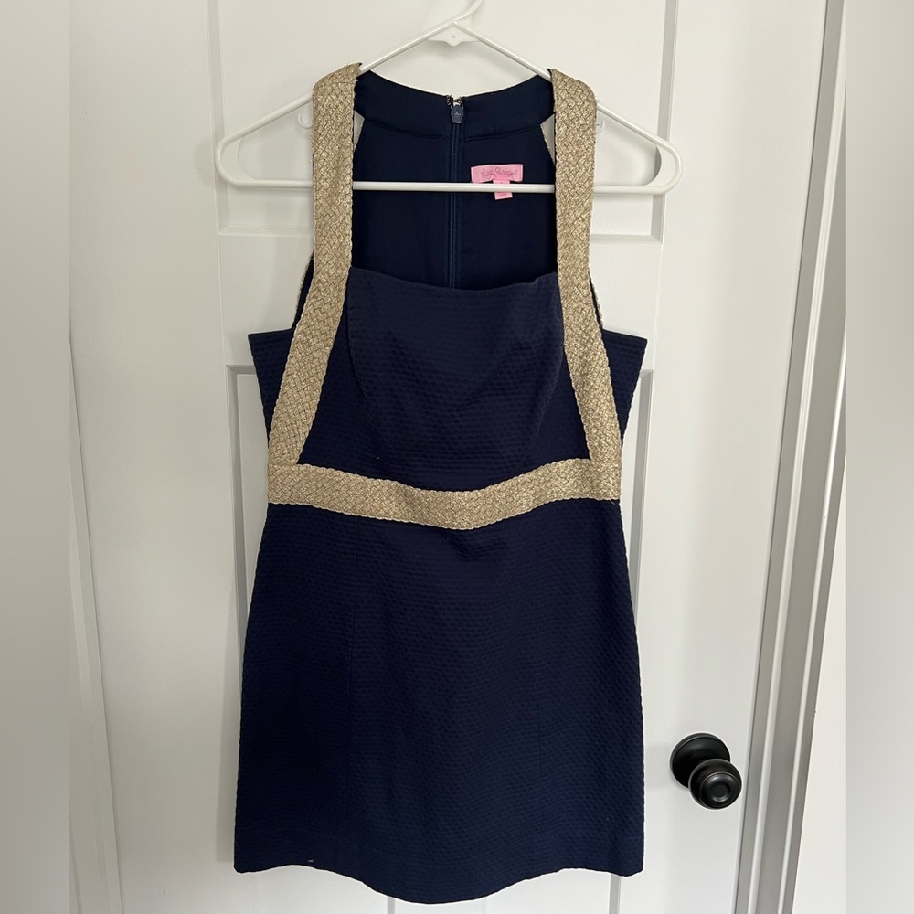 Lily Pulitzer: Navy and Gold Bandeau Dress: Size 2